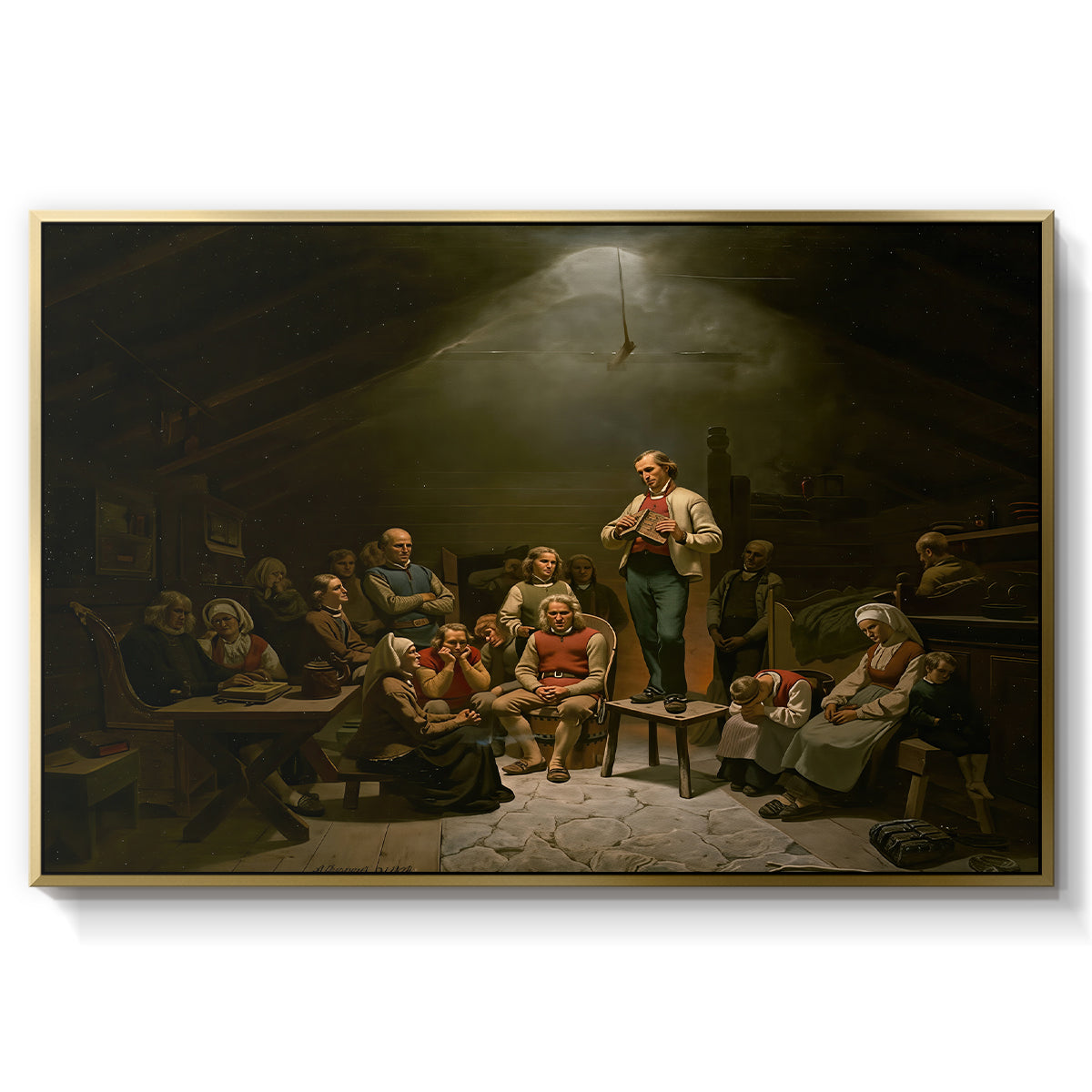 Low Church Devotion (Haugianerne), 1848 - Floater Framed Canvas Print
