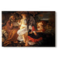 Canvas art print portraying the Holy Family resting in landscape with angel playing violin, set against a white background