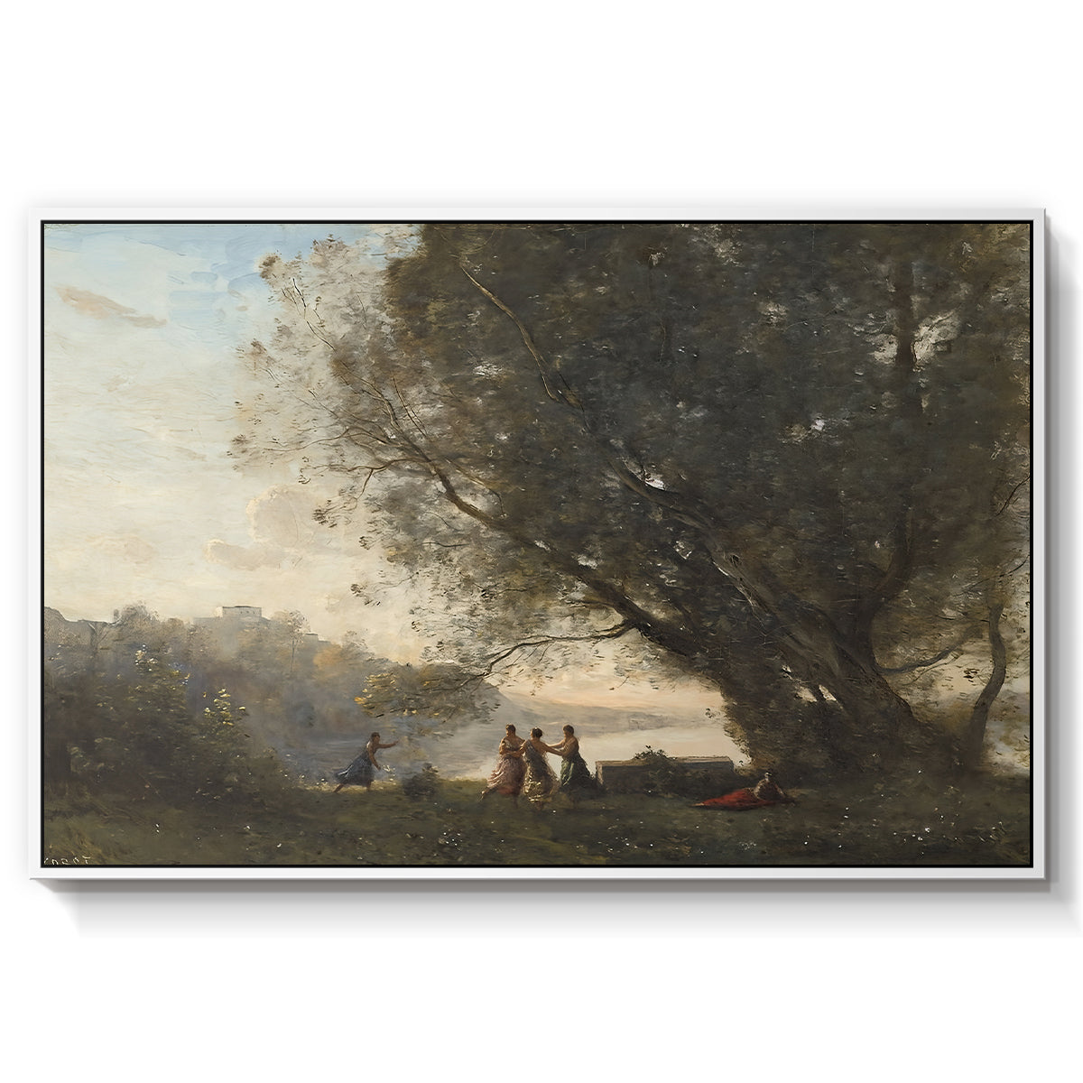 Dance Under the Trees at the Edge of the Lake, c. 1865-1870 - Floater Framed Canvas Print