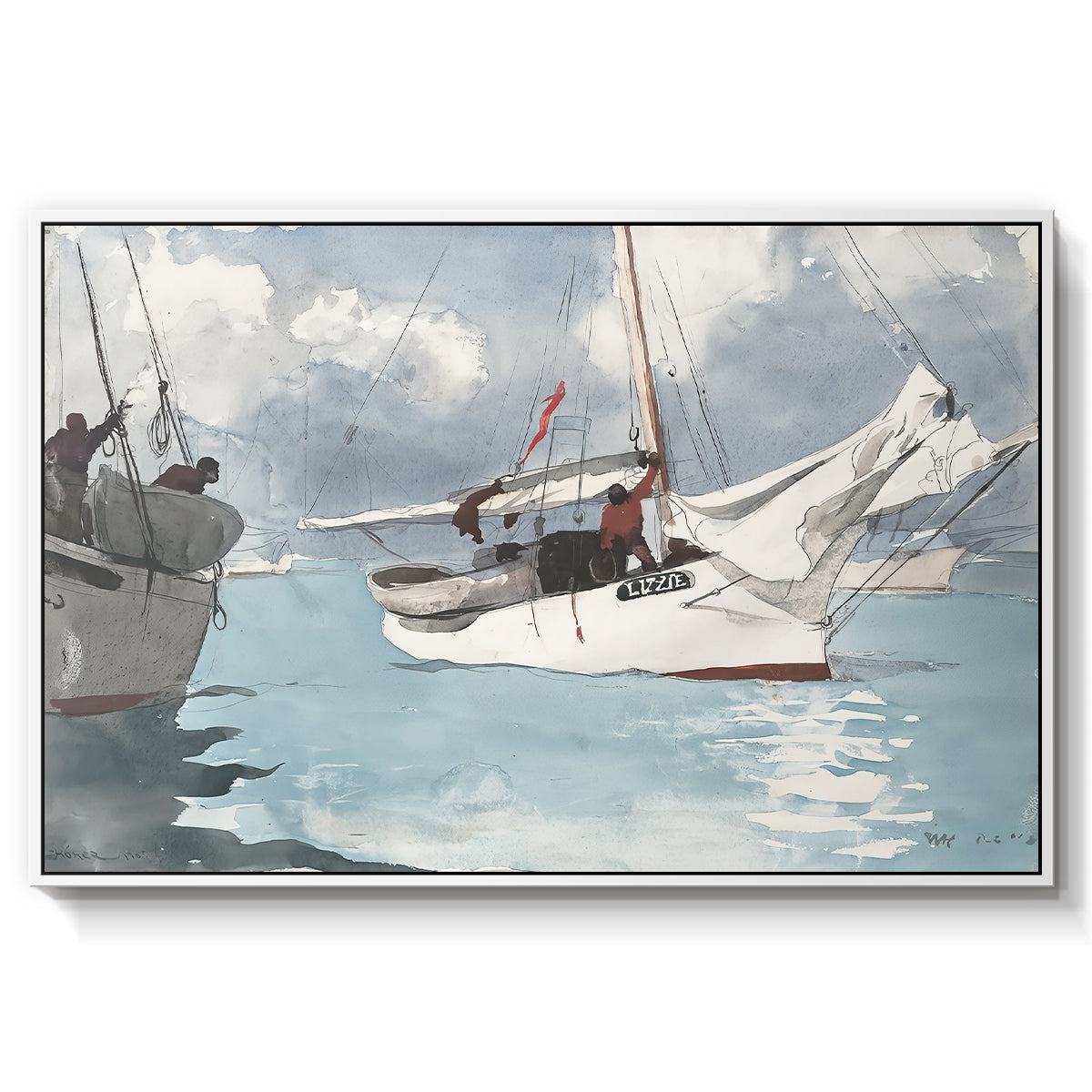 Fishing Boats, Key West, 1903 - Floater Framed Canvas Print