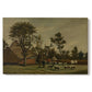 Canvas art print portraying a farmhouse with animals and open rural surroundings under soft sky, set against a white background