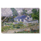 Canvas art print portraying village houses clustered along road with surrounding greenery under open sky, set against a white background