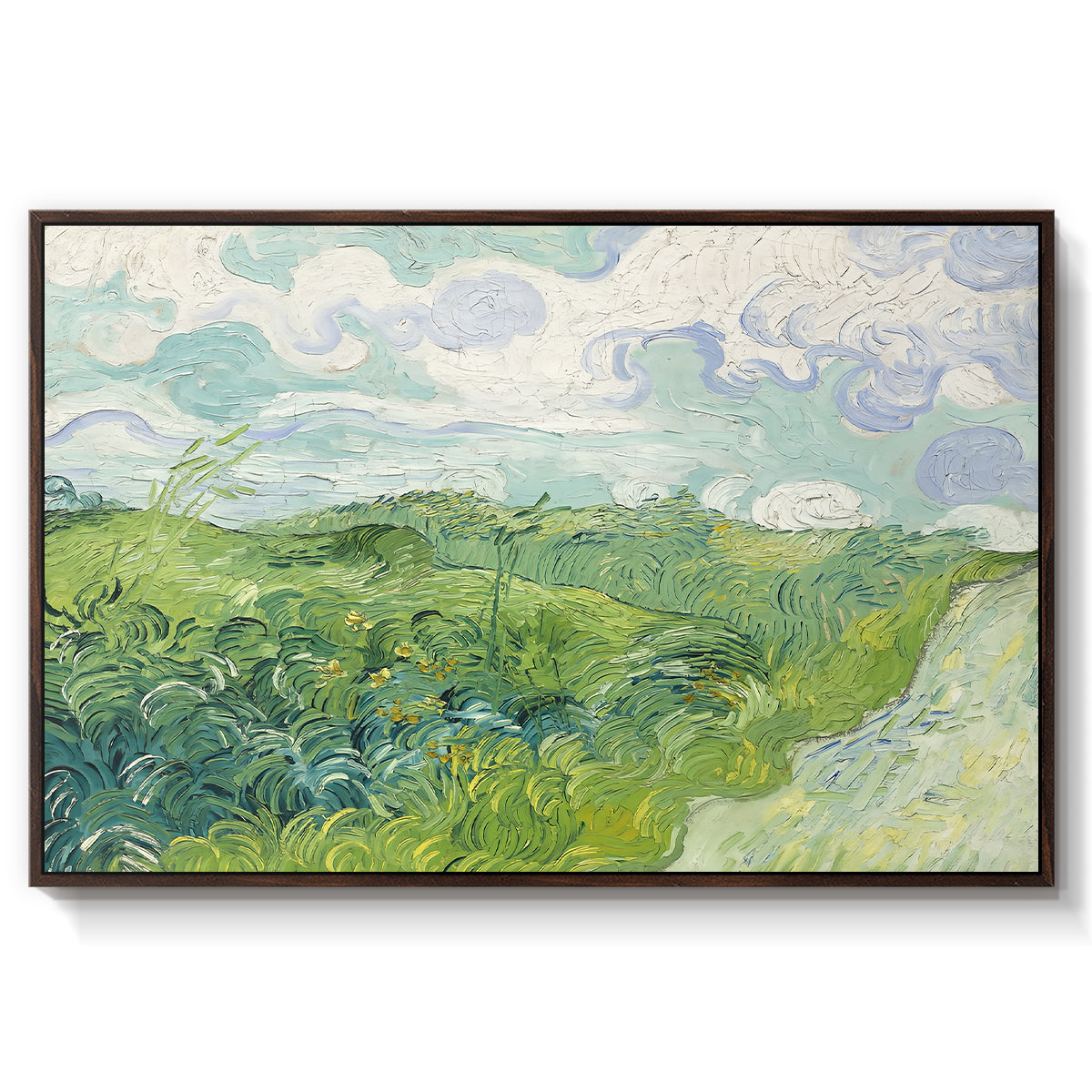 Green Wheat Field, Auvers, 1890 - Floater Framed Canvas Print