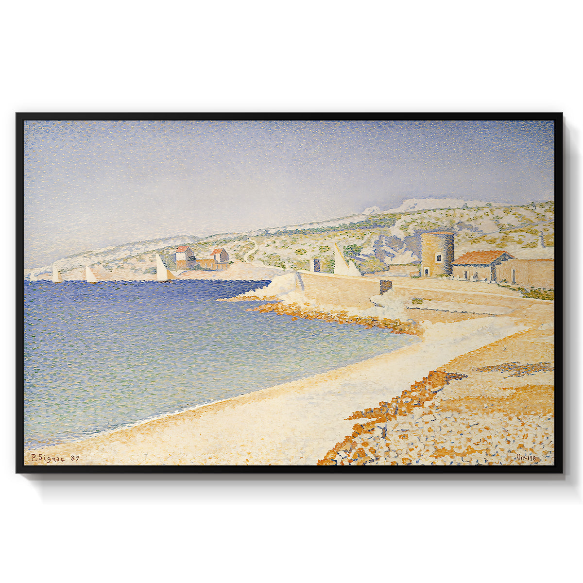 The Jetty at Cassis, Opus 198, 1889 - Floater Framed Canvas Print