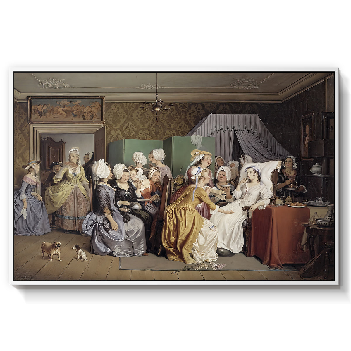 The Maternity Room (Scene from "Barselstuen"), 1845 - Floater Framed Canvas Print