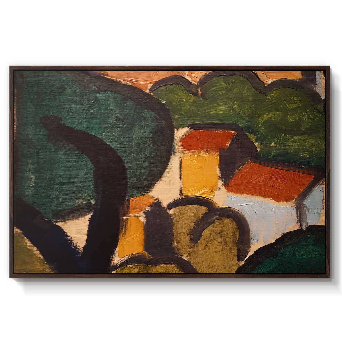 Landscape with Trees and Houses, c. 1905 - Floater Framed Canvas Print