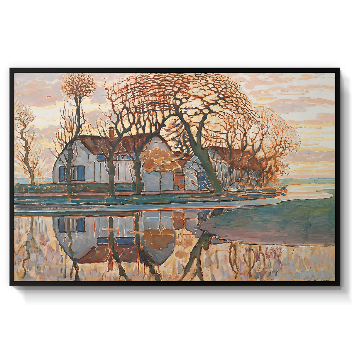 Farm near Duivendrecht, c. 1916 - Floater Framed Canvas Print