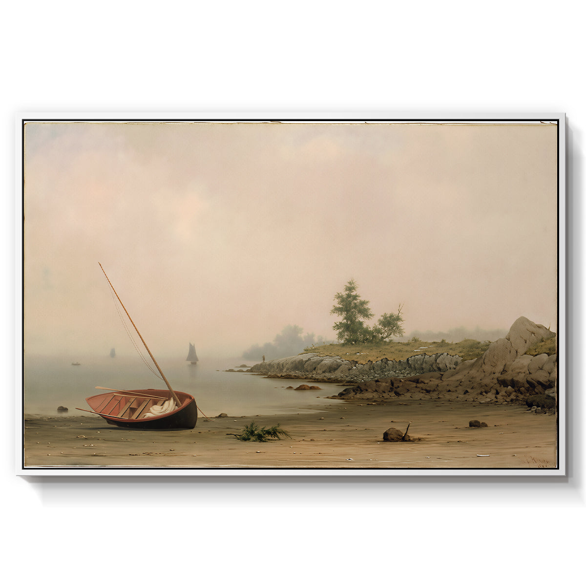 The Stranded Boat, 1863 - Floater Framed Canvas Print