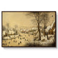 Winter Landscape with Skaters and Bird Trap, 1565 - Floater Framed Canvas Print