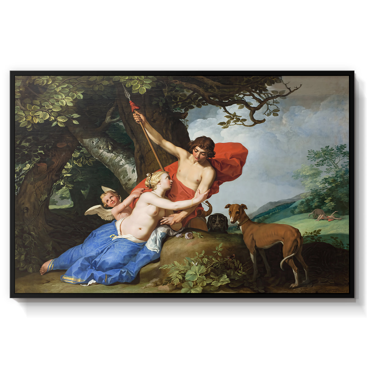Venus and Adonis, 1632 - Floater Framed Canvas Print