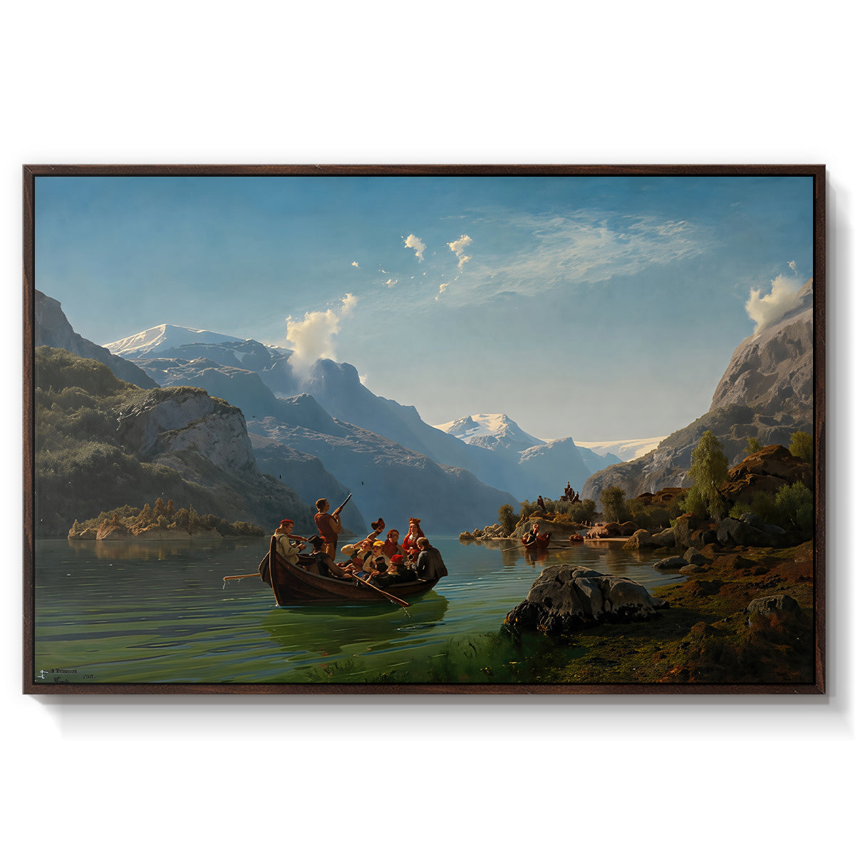 Bridal Procession on the Hardangerfjord, 1848 - Floater Framed Canvas Print