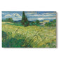 Canvas art print portraying a wheat field with tall cypress tree rising against vivid sky, set against a white background