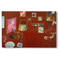 Canvas art print portraying a red studio interior with furniture and artworks, set against a white background