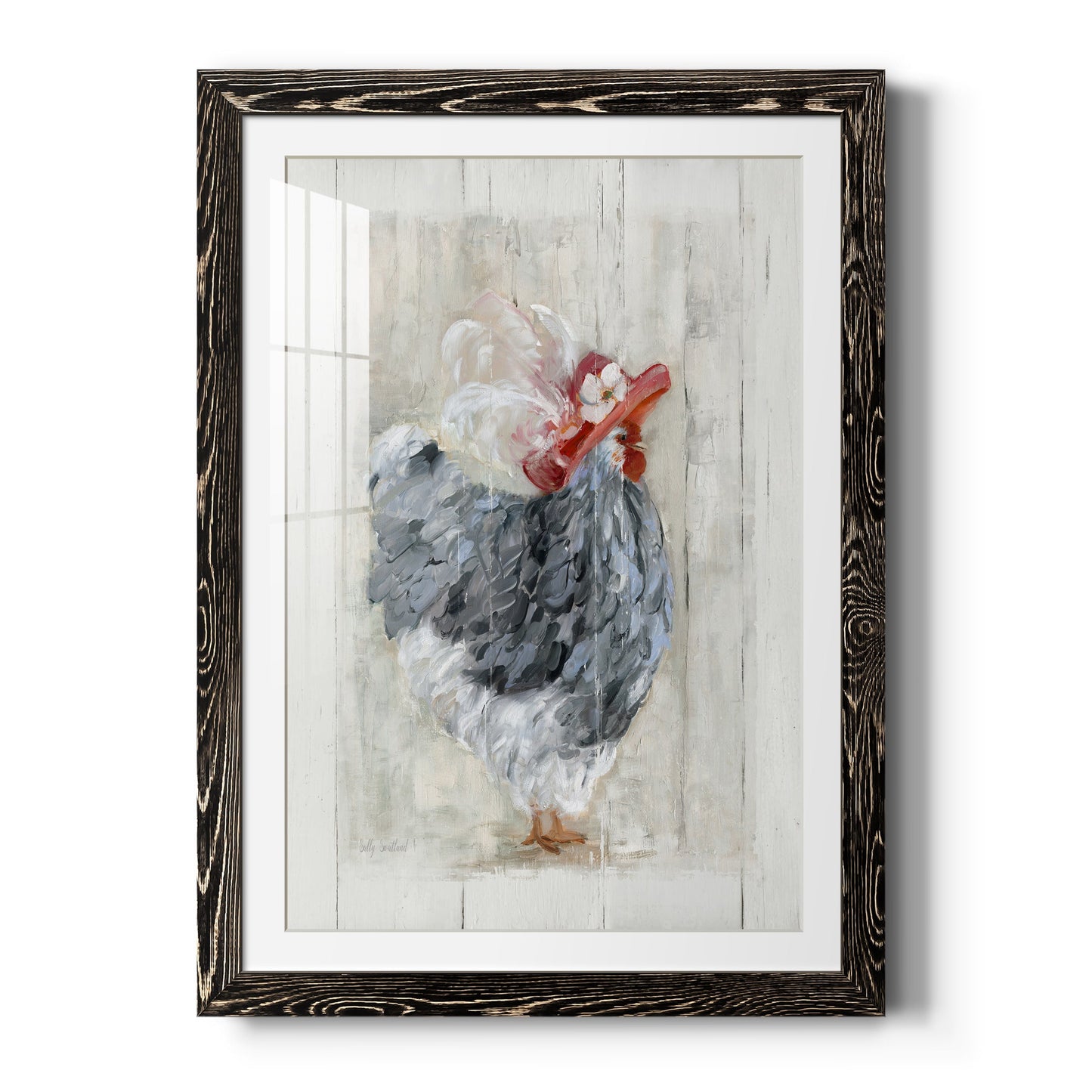 Sunday Best Hen - Barnwood Framed Art Print