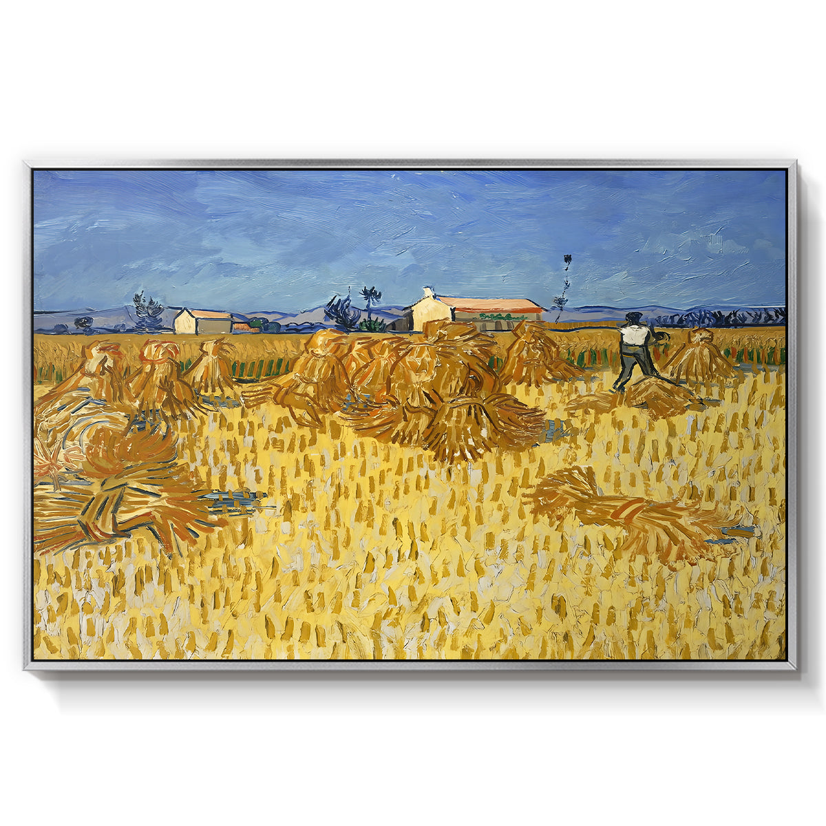 Wheat Field with Sheaves (Harvest in Provence), 1888 - Floater Framed Canvas Print