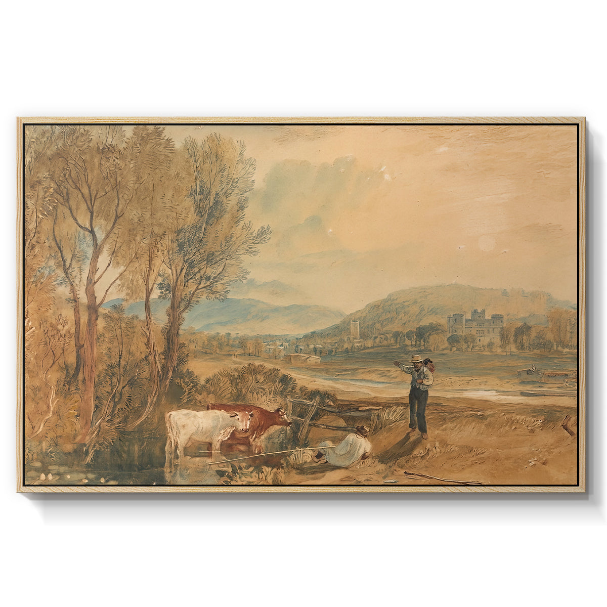 Lulworth Castle, Dorset, c. 1820 - Floater Framed Canvas Print