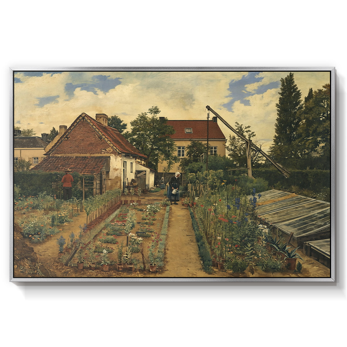 Garden of a Florist (The Flower Garden), 1864 - Floater Framed Canvas Print