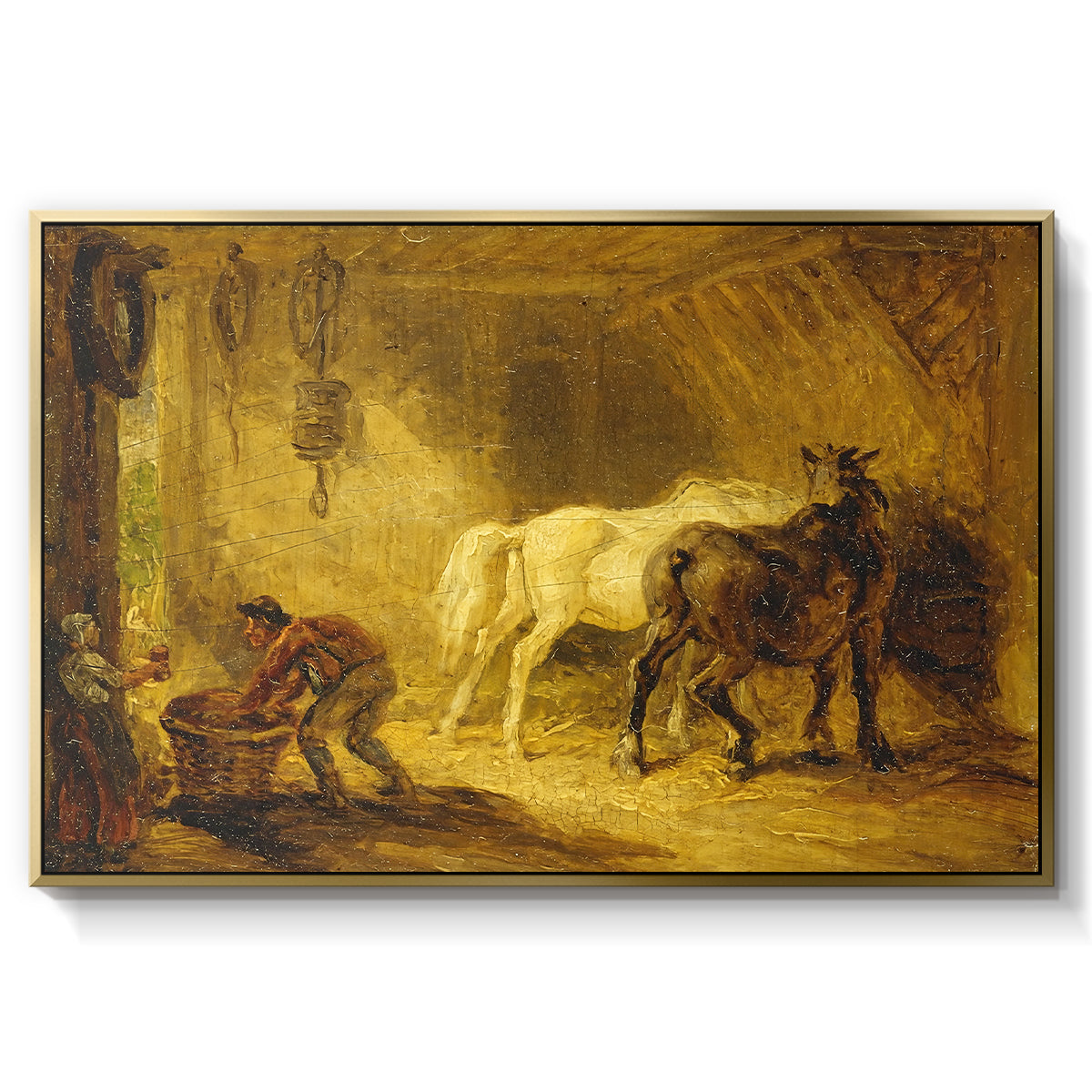 Heath Ewe and Lambs, 1810 - Floater Framed Canvas Print