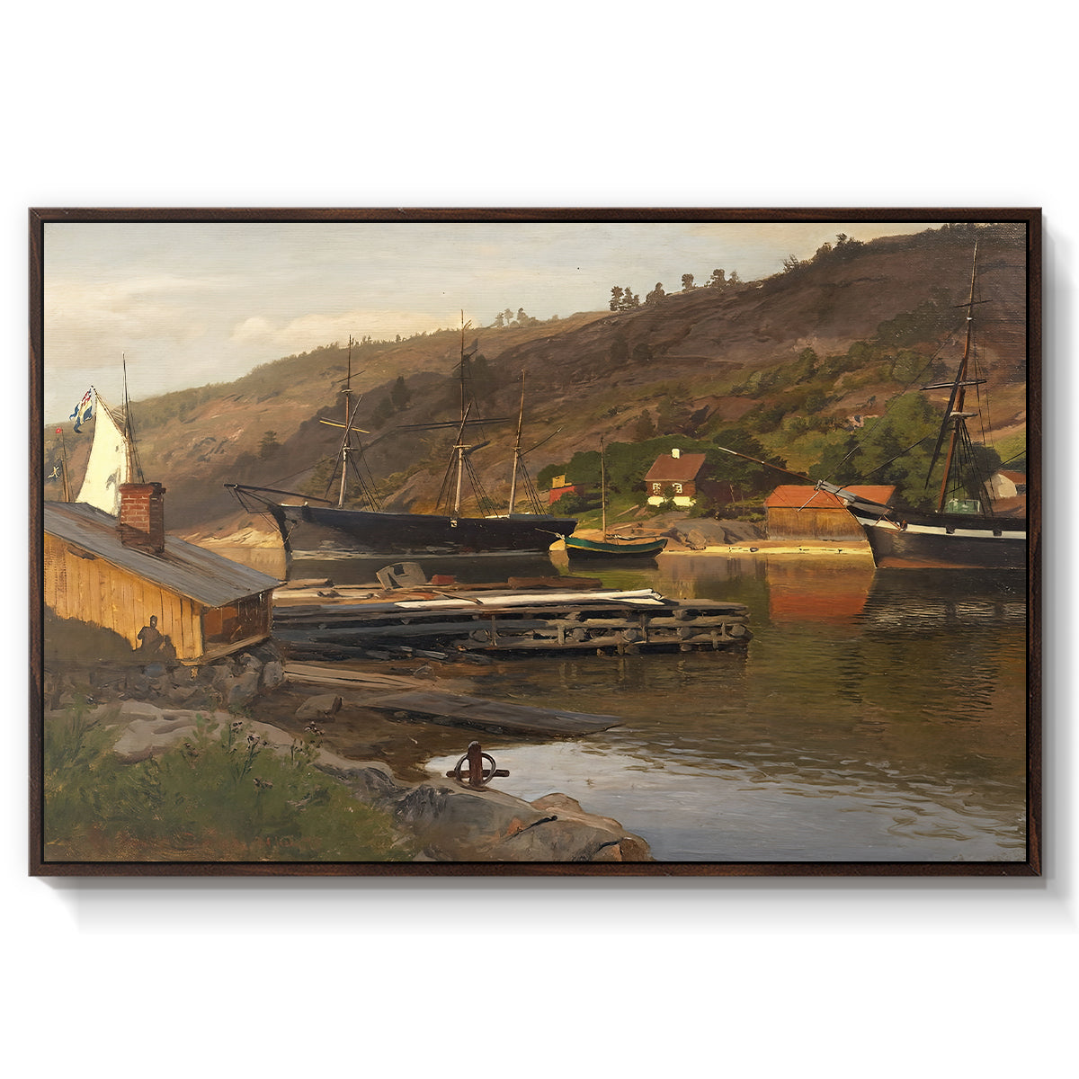 Landingsbrygge Husvik, Drøbak, 1875 - Floater Framed Canvas Print