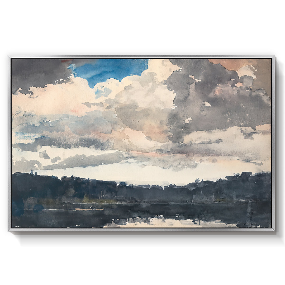 The Lone Boat, North Woods Club, Adirondacks, 1892 - Floater Framed Canvas Print