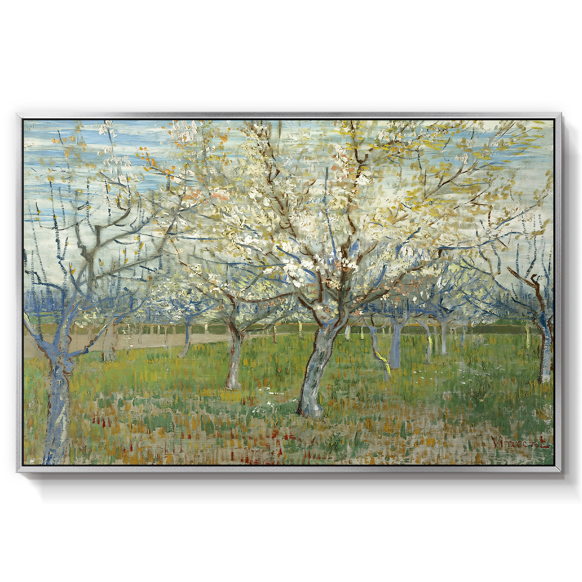 The Pink Orchard, 1888 - Floater Framed Canvas Print