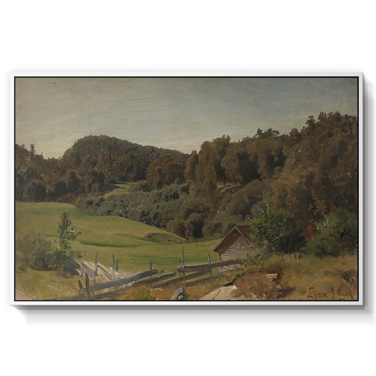 Landscape at Ljan, 1858 - Floater Framed Canvas Print