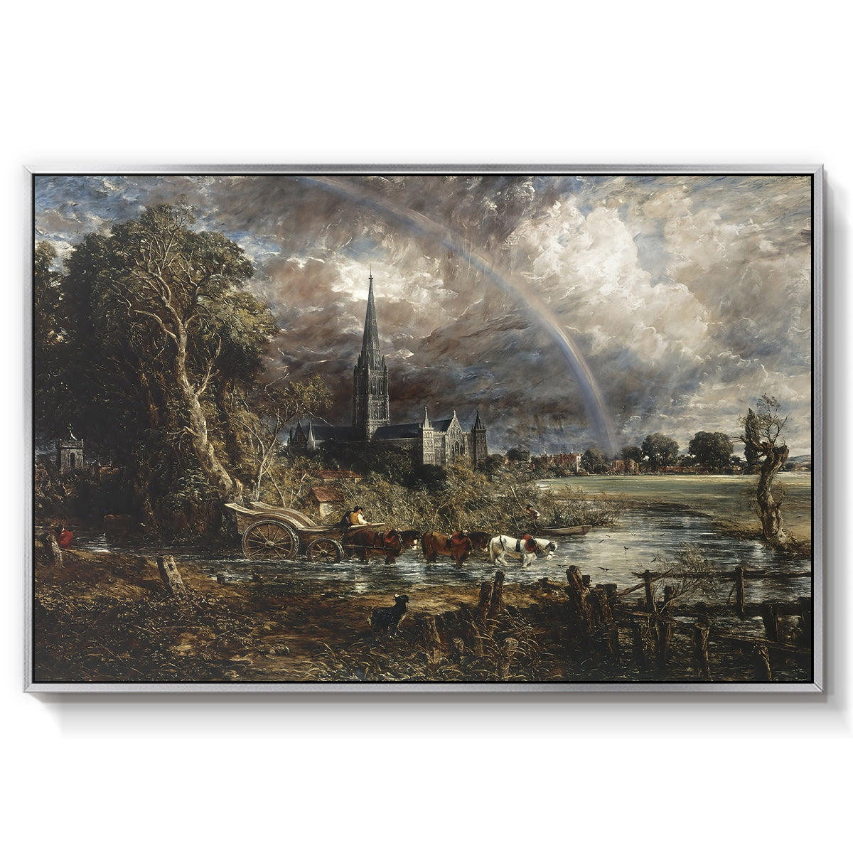 Salisbury Cathedral from the Meadows (Detail), 1831 - Floater Framed Canvas Print