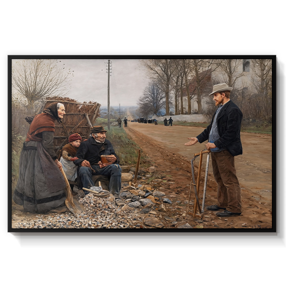 People by a Road, 1893 - Floater Framed Canvas Print