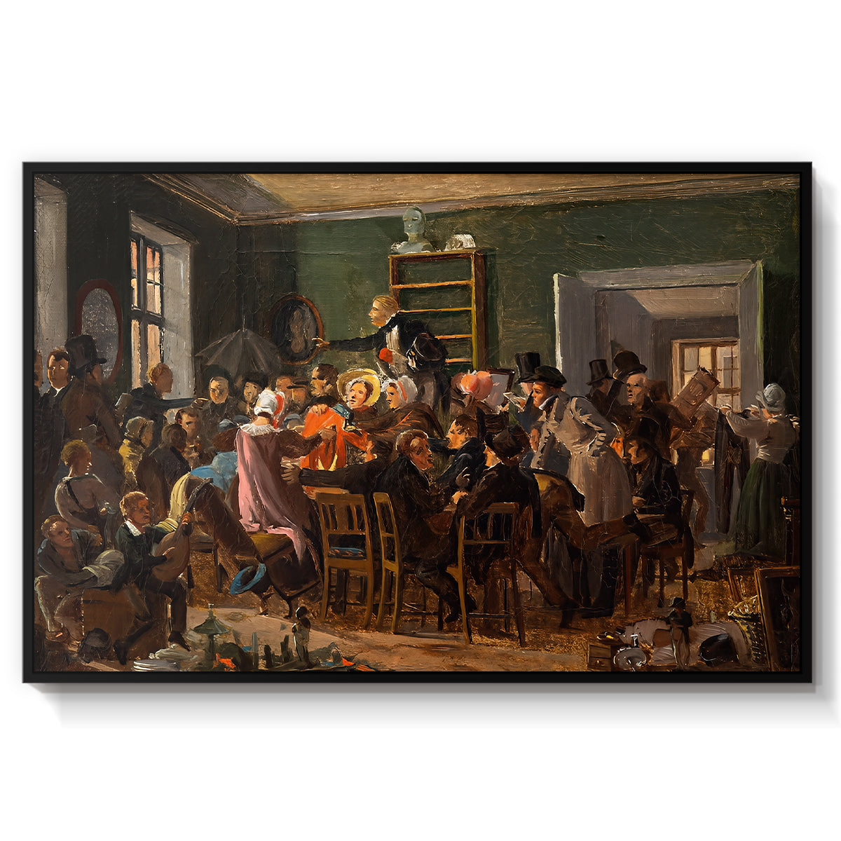 An Auction Scene, 1835 - Floater Framed Canvas Print