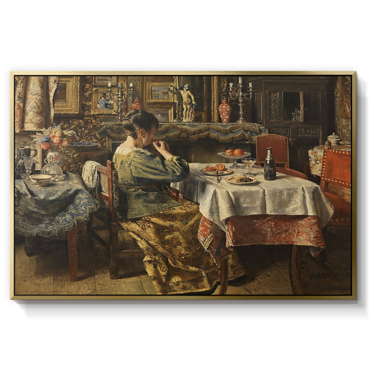 The Meal (De maaltijd), c. 1885 - Floater Framed Canvas Print