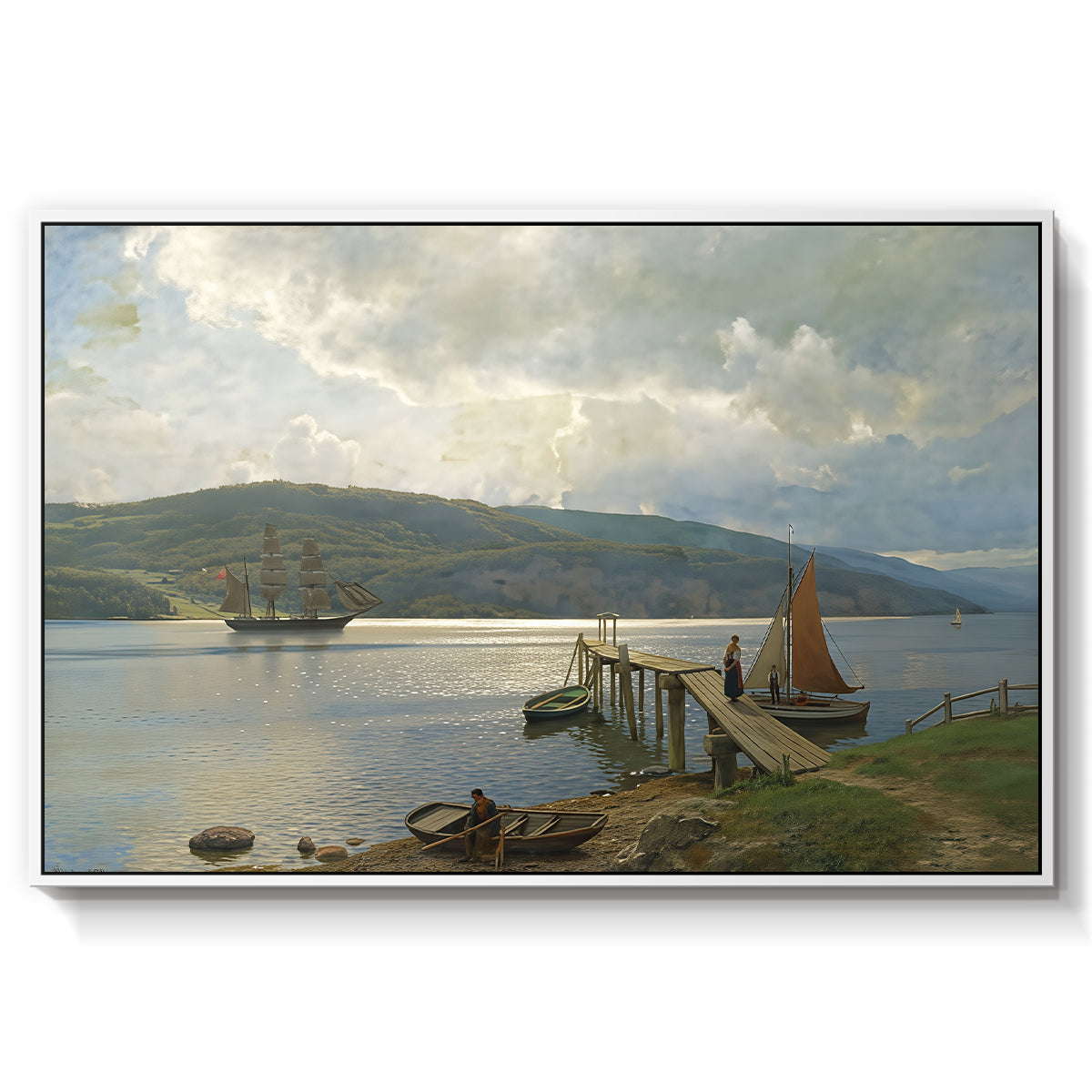The Jetty at Feste near Moss, 1898 - Floater Framed Canvas Print