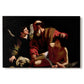 Canvas art print portraying Abraham holding Isaac while angel intervenes to stop the sacrifice, set against a white background