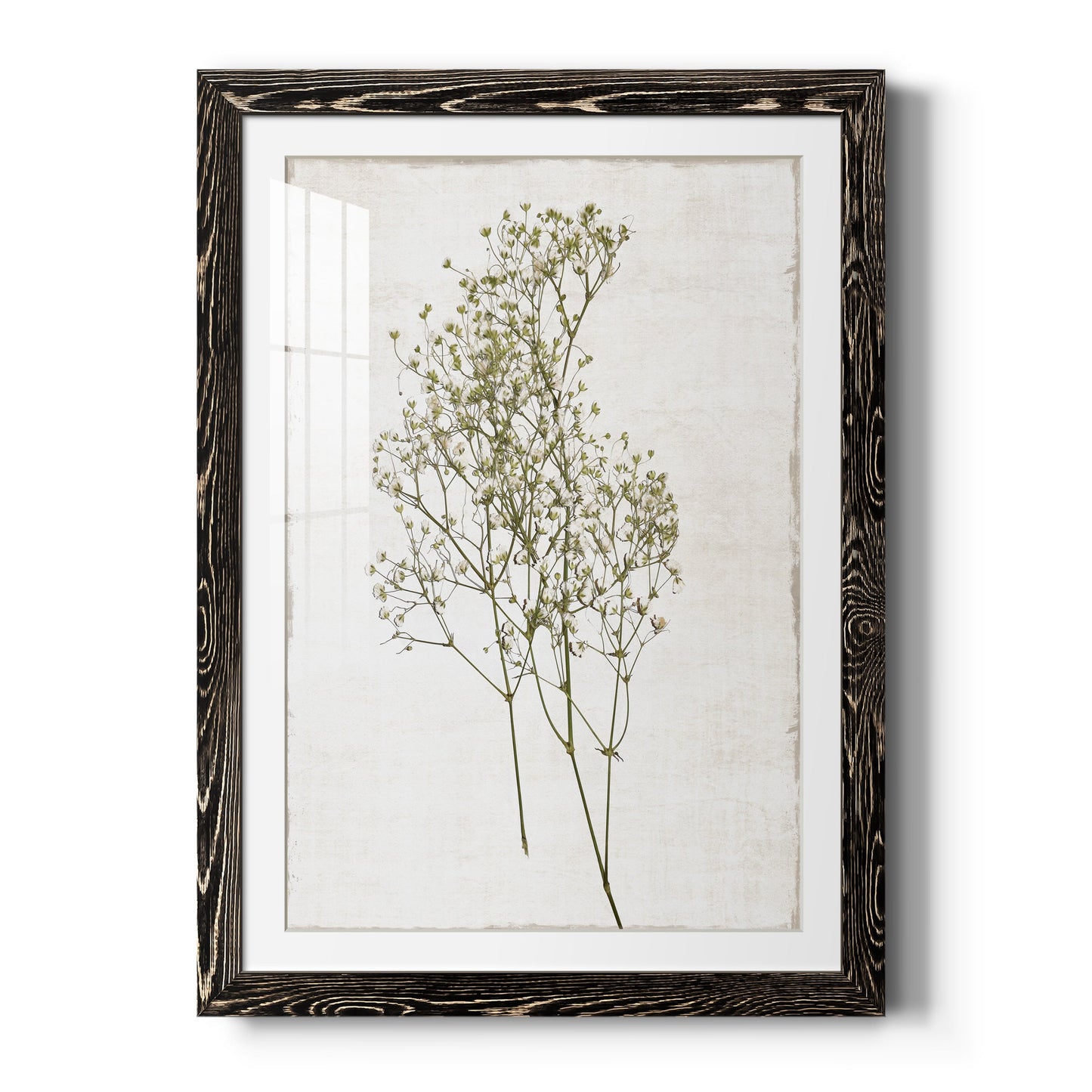 Farmhouse Pressed Flower I - Premium Framed Print - Distressed Barnwood Frame - Ready to Hang