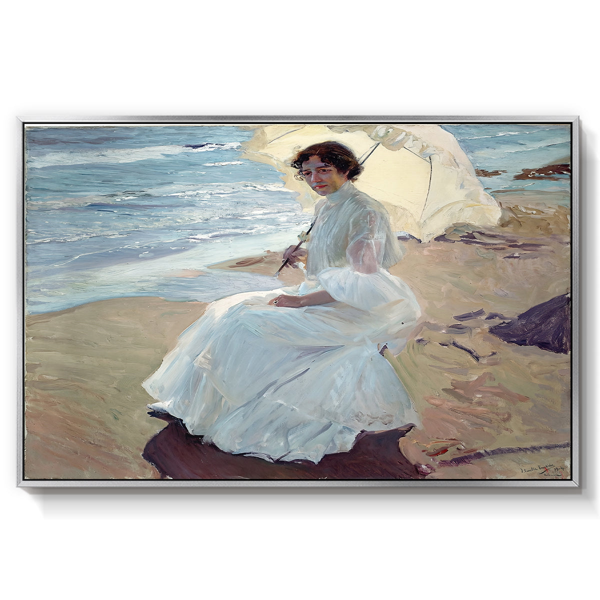 Clotilde on the Beach, 1904 - Floater Framed Canvas Print
