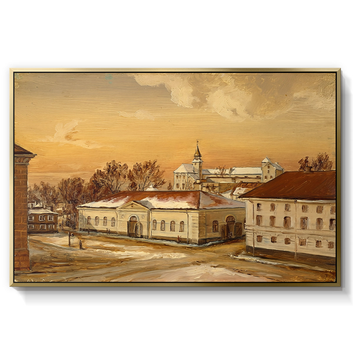 The Riding School at Akershus Castle, 1846 - Floater Framed Canvas Print