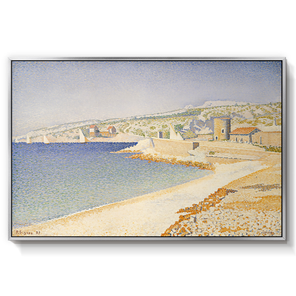 The Jetty at Cassis, Opus 198, 1889 - Floater Framed Canvas Print