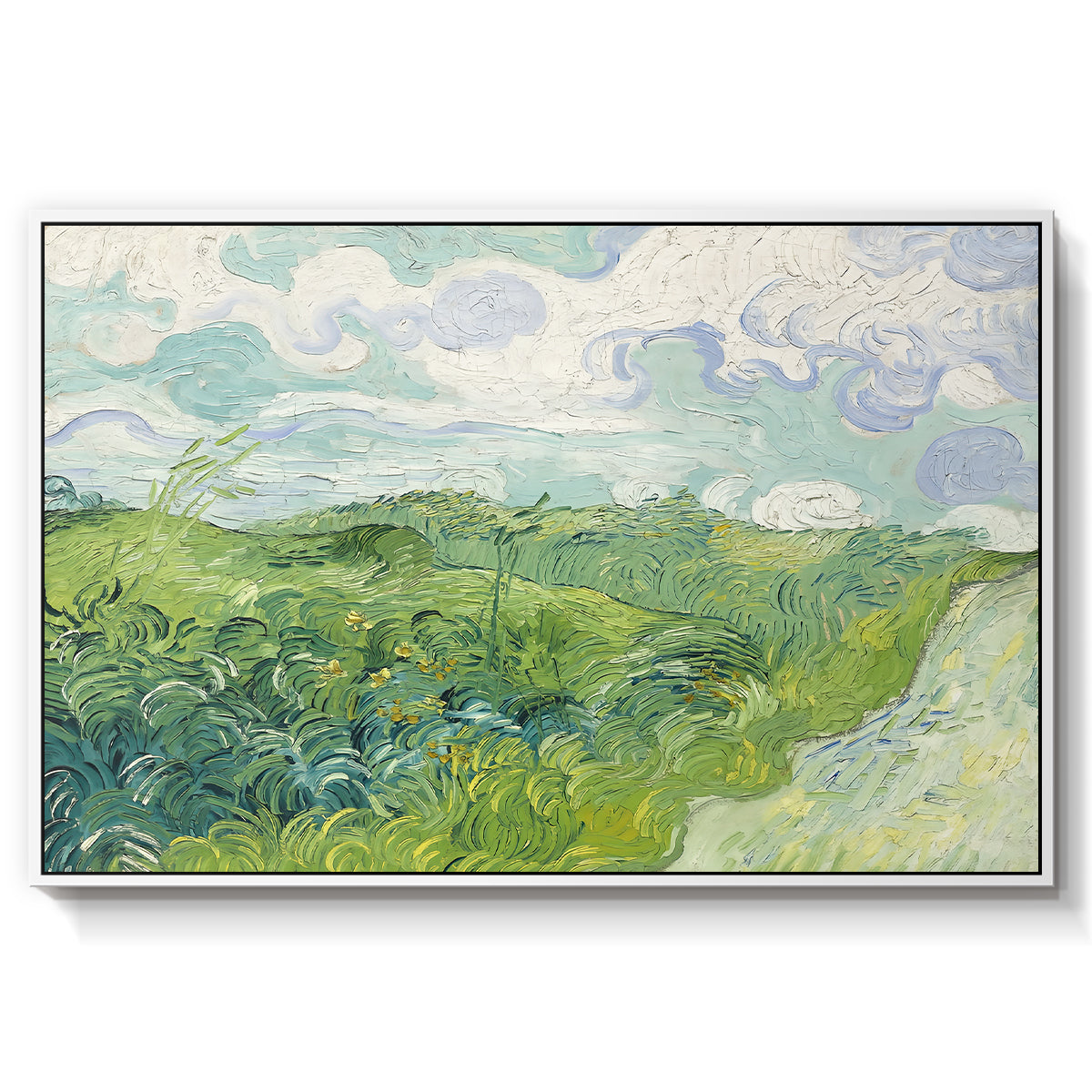 Green Wheat Field, Auvers, 1890 - Floater Framed Canvas Print