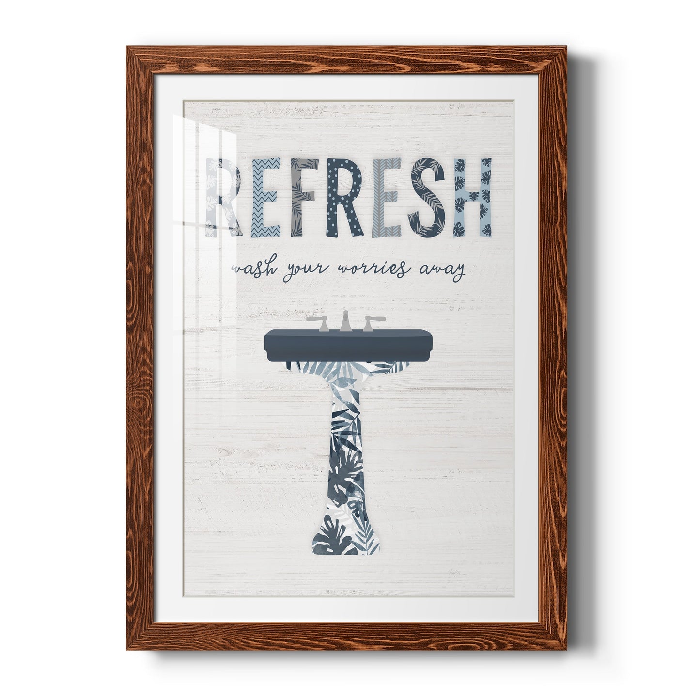Palm Bath II - Barnwood Framed Art Print