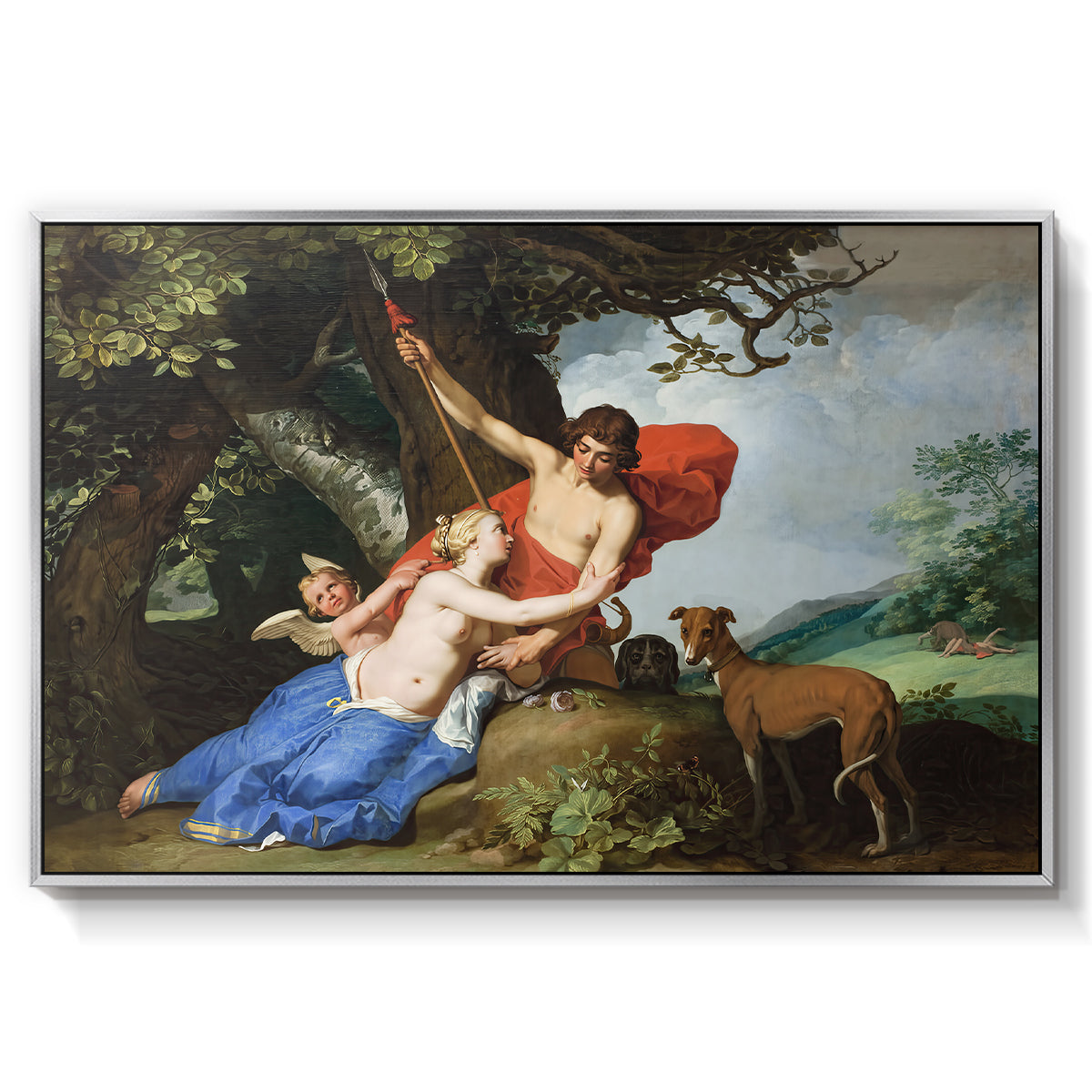 Venus and Adonis, 1632 - Floater Framed Canvas Print