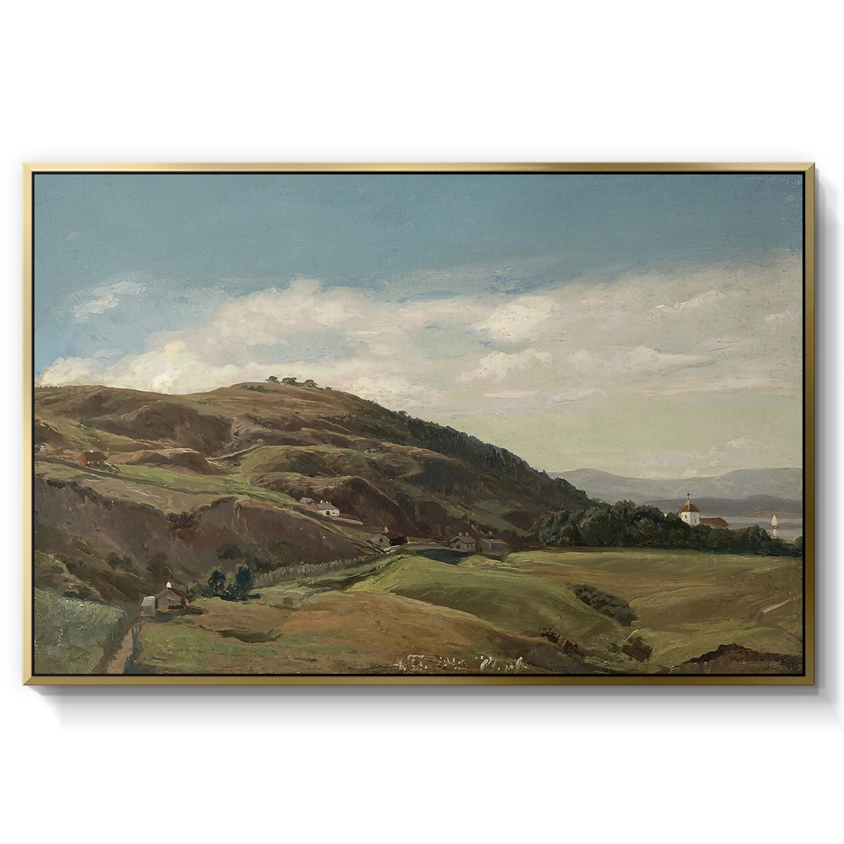 Ekeberg and Oslo Church, 1852 - Floater Framed Canvas Print
