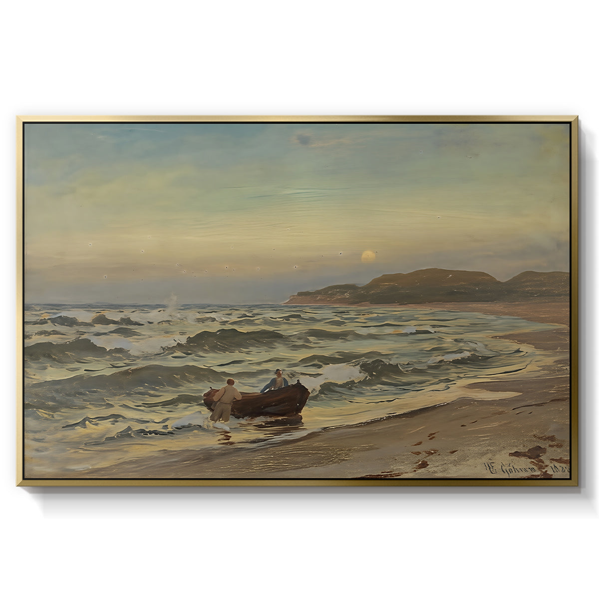 Storm at Rügen, 1882 - Floater Framed Canvas Print