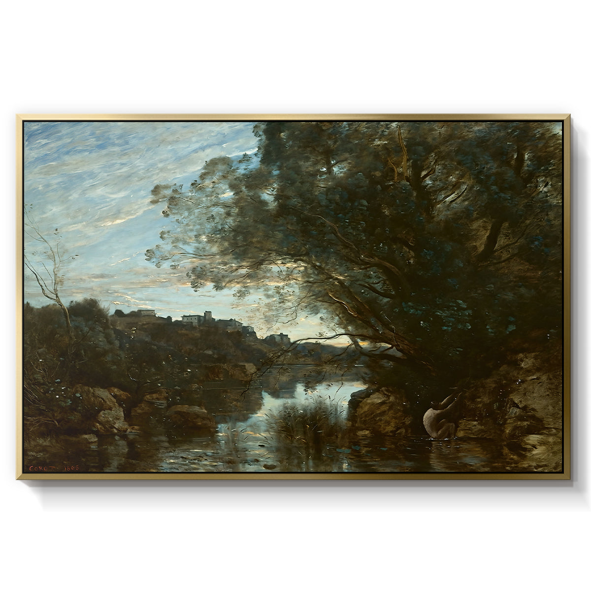 Souvenir of the Environs of Lake Nemi, 1865 - Floater Framed Canvas Print