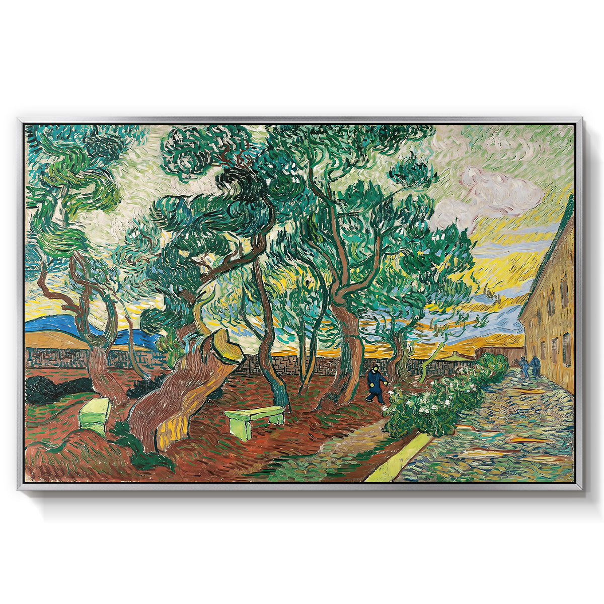 The Garden of Saint-Paul Hospital, 1889 - Floater Framed Canvas Print