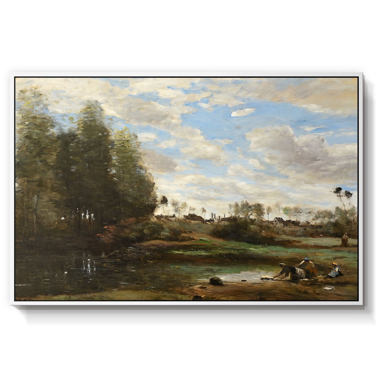 Washerwomen at the Water's Edge, c. 1860-1870 - Floater Framed Canvas Print