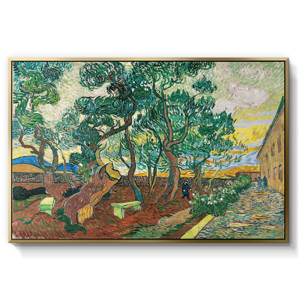 The Garden of Saint-Paul Hospital, 1889 - Floater Framed Canvas Print