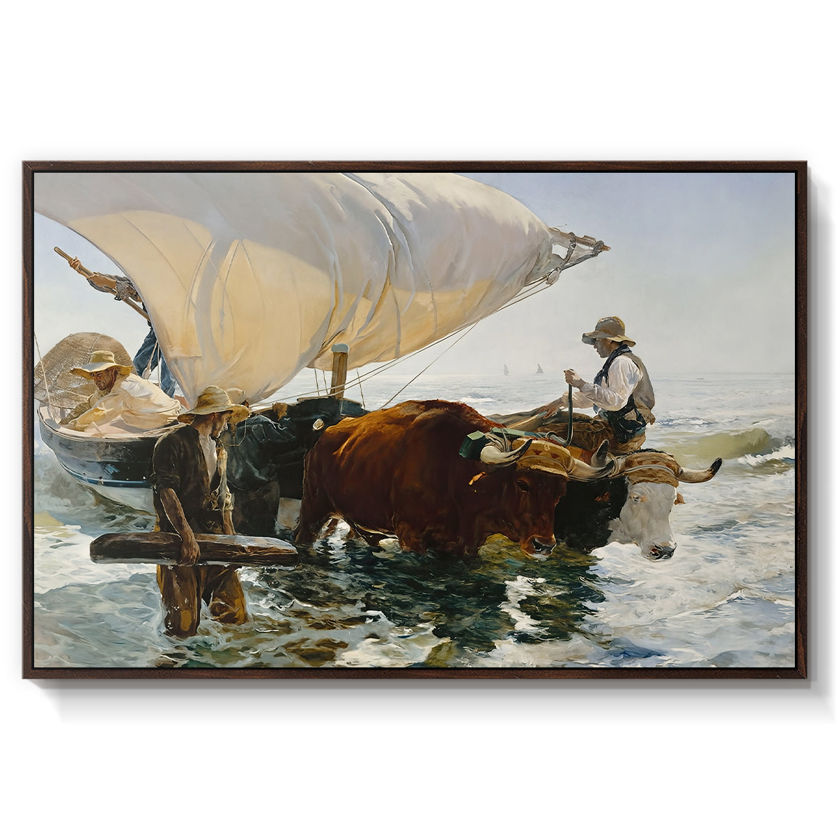 The Return from Fishing: Hauling the Boat, 1894 - Floater Framed Canvas Print