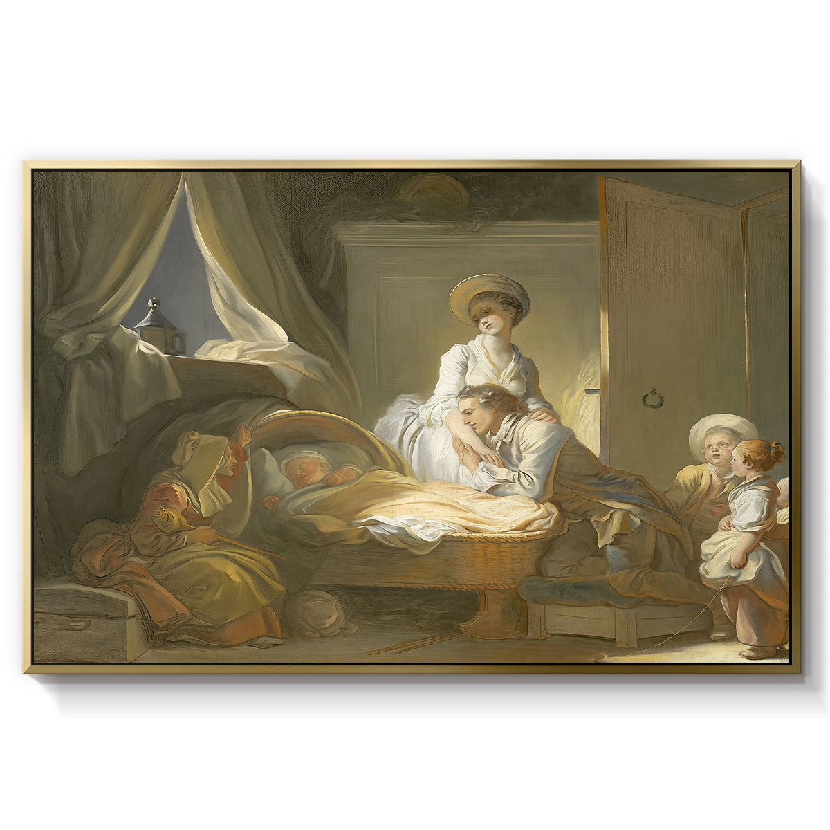 The Visit to the Nursery, c. 1775 - Floater Framed Canvas Print