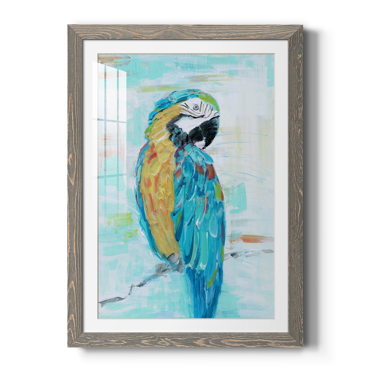 Island Parrot I - Premium Framed Print - Distressed Barnwood Frame - Ready to Hang