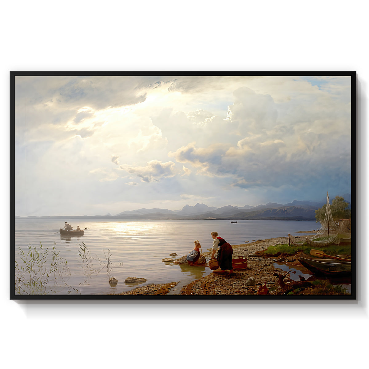 On the Banks of the Chiemsee, 1871 - Floater Framed Canvas Print