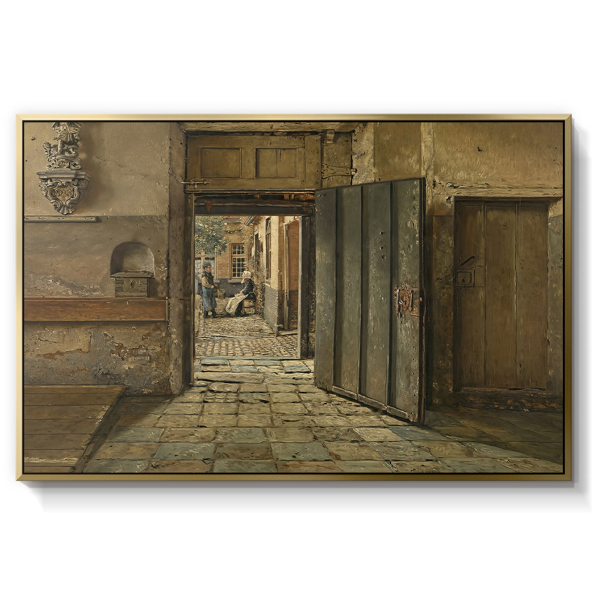 The Conversation, 1884 - Floater Framed Canvas Print